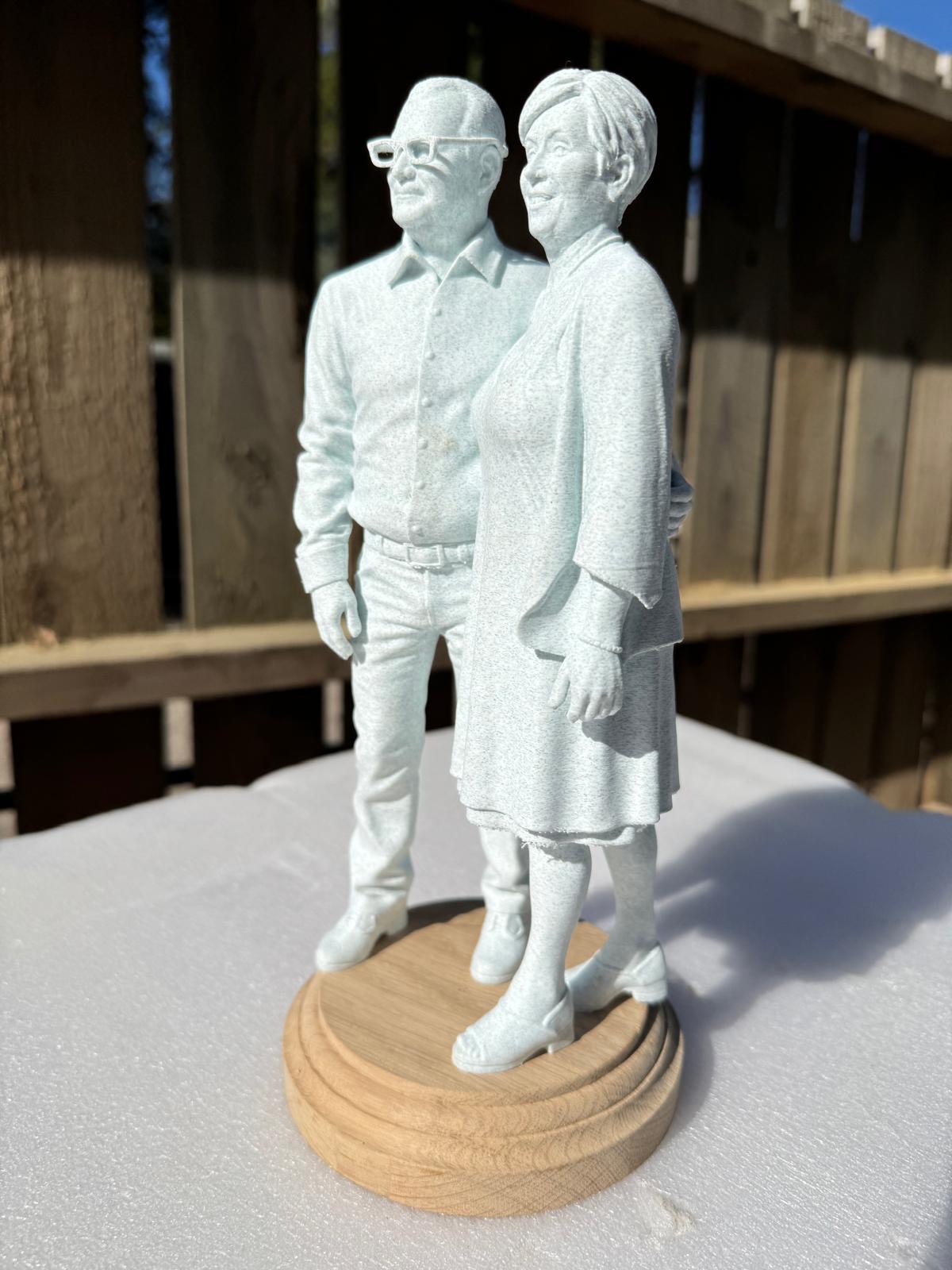 Detailed view of the finished custom couple statue
