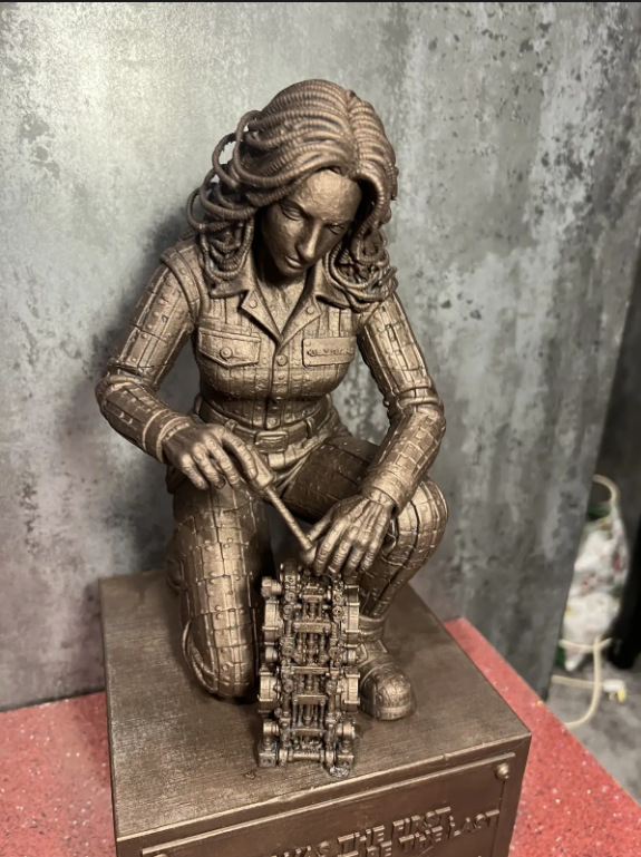 Detailed angle of the finished Kelly Stone custom retirement statue
