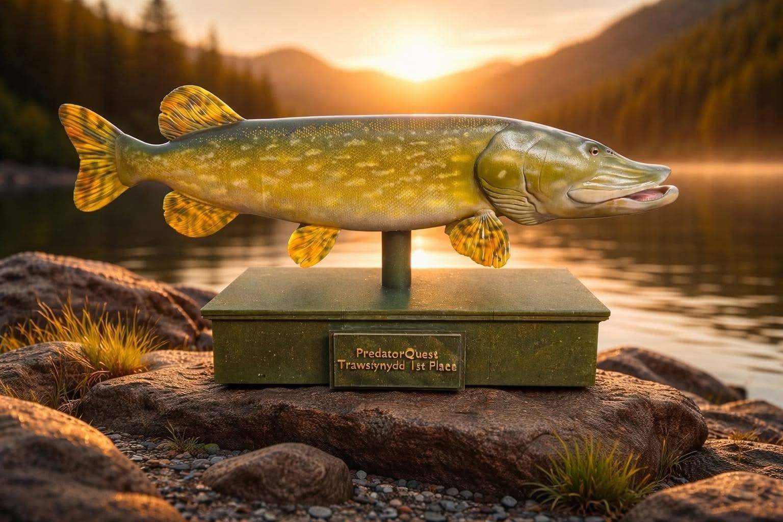 Hand-painted Northern Pike fish trophy